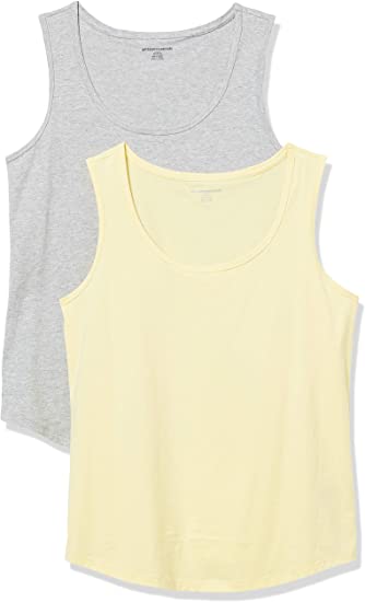 Amazon Essentials Women's 2-Pack Classic-Fit 100% Cotton Sleeveless Tank