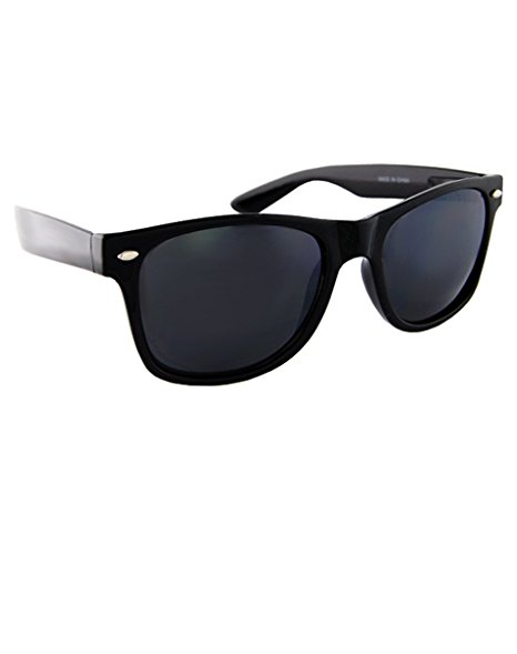 Polarized Vintage Wayfarer Retro Sunglasses Unisex W109po (black - black lens, uv400)