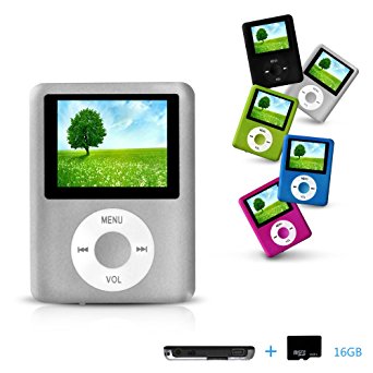 Lecmal 16GB MP3/MP4 Player , Multifunctional MP3 Player / MP4 Player Music Player Voice Recorder Media Player Flash Disk , Portable MP3/MP4 Player with 16G Micro SD Card Mini USB Port (Silver)