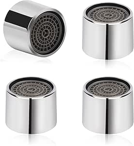 4 Pcs Faucet Aerator,22mm Kitchen Sink Aerator Faucet Filter with Chrome Brass Shell 55/64 inch Female Thread Water Saving Faucet Aerator with Gasket for Bathroom