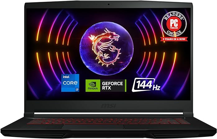 MSI GF63 15.6" 144Hz FHD Gaming Laptop, 12th Gen Intel Core i7-12650H Processor, NVIDIA GeForce RTX 4050 6GB, 32GB DDR4 Memory, 1TB NVMe SSD, Ethernet, WiFi 6, Windows 11, Black