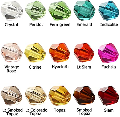 BRCbeads Crystal Glass Beads Finding Spacer Charms 1500pcs Faceted Bicone Shape 4mm Assorted Colors Include Plastic Jewelry Container Box Wholesale Mix lot for jewelery Making