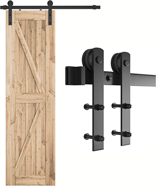 SMARTSTANDARD 4.0ft Heavy Duty Sturdy Sliding Barn Door Hardware Kit -Smoothly and Quietly -Easy to Install -Includes Step-by-Step Installation Instruction Fit 24" Wide Door Panel (I Shape Hanger)