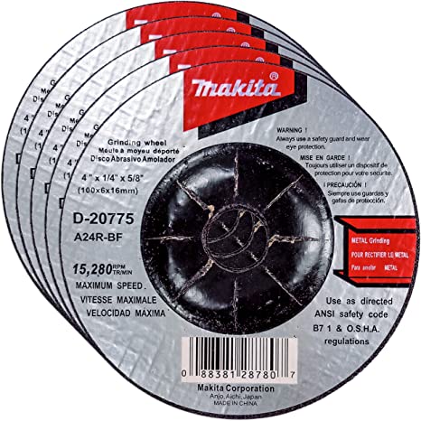 Makita 5 Pack - 4 Inch Grinding Wheel For 4" Grinders - Aggressive Grinding For Metal - 4" x 1/4" x 5/8"