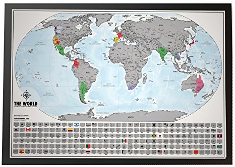 Scratch off World Map. Platinum Travel Tracker Map - Scratch off where you've traveled. Made in the USA - Large 24"x36"