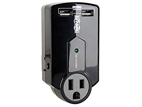 Tripp Lite 3 Outlet Portable Surge Protector, Dual Port USB Charger (2.1A total), Wall Mount Direct Plug-in, & $5K INSURANCE (SK120USB)