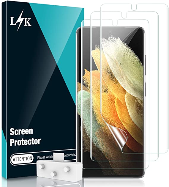 LϟK 3 Pack Screen Protector Compatible with Samsung Galaxy S21 Ultra 5G 6.8 inch - Bubble Free HD Clear Flexible Film Not Glass Self Healing No Lifted Edges in-Display Fingerprint TPU Protective Film