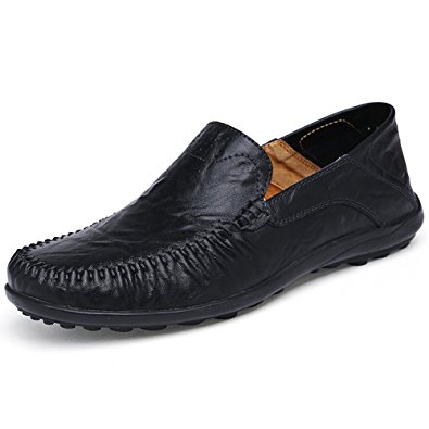 KRIMUS Mens Leather Loafers Breathable Casual Slip-on Driving Shoes