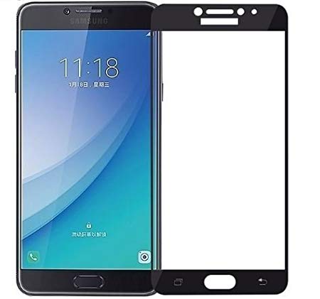 Tingtong Full Glue, Full Coverage Edge-to-Edge 5D Tempered Glass Screen Protector for Samsung Galaxy C7 Pro (Black)
