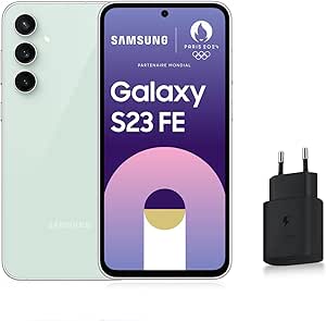 SAMSUNG GALAXY S23 FE, Smartphone Android 5G avec Galaxy AI, 128 Go, Chargeur secteur rapide 25W inclus [Exclusivité Amazon], Smartphone déverrouillé, Vert d'eau, Version FR