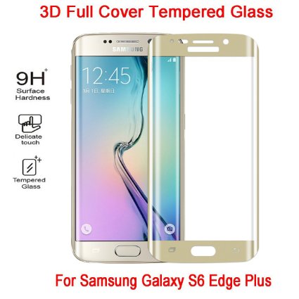 Galaxy S6 Edge Plus Screen Protector, [Full Coverage] AnoKe Curved [3D Full Edge to Edge] Tempered Glass Screen Protector Shield for Galaxy S6 Edge Plus with Lifetime Warranty -3D Glass-Gold