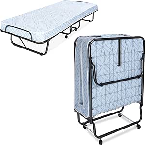 Milliard Lightweight Folding Bed with Mattress - Single Compact Foldable Camp Bed (80 x 190.5cm)