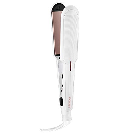 Conair Double Ceramic Flat Iron; 1 1/2-inch Flat Iron; White/Rose Gold