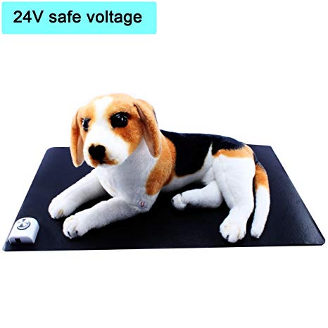 YADICO Pet Puppy Heating Pad, Adjustable Warming Pet Heat Mat for Dogs or Cats 24V Safe Voltage Waterproof Electric Heating Pad
