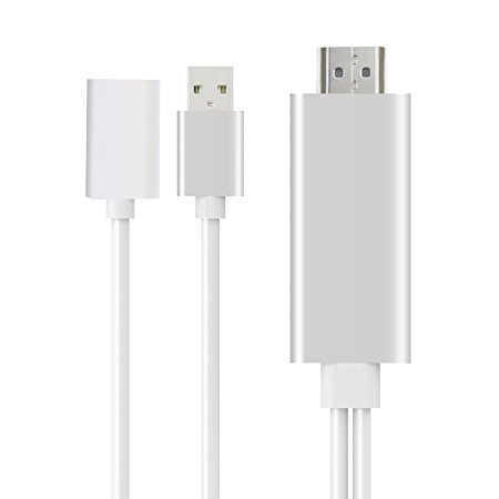 HD Mirroring Cable, ELEGIANT Plug and Play 2.7Ft Digital AV to HDMI 1080P HDTV Connector Miracast AirPlay Mirroring Adapter for iPhone 5/5s/6/6s Plus/7/7 Plus iPad mini/Pro iPod Touch Silver