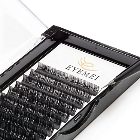 Eyelash Extensions 0.20 D Curl Natural Thick Individual Lashes Faux Mink Eyelash Extensions 8-14mm 8 Sizes in One Mixed Tray by EYEMEI