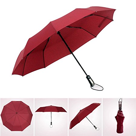 60MPH Windproof Travel Umbrella - Auto Open and Close Totes Wind Resistand Umbrella with 10 Ribs