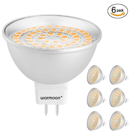 Warmoon MR16 LED Bulbs, 4W Warm White, 3000K, 120 Degree Beam Angle, Corn Spotlight, 35W Halogen Bulbs Equivalent, Standard Size LED Light Bulbs(Pack of 6)