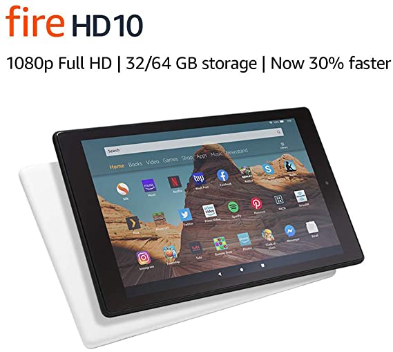 Fire HD 10 Tablet (10.1" 1080p full HD display, 32 GB) – White (9th Generation)