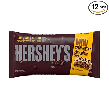 HERSHEY'S Kitchens Semi-Sweet Chocolate Baking Chips, Baking supplies Mini Chips, 12 oz. (12 pack)