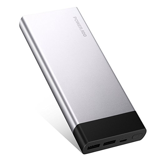 Poweradd Pilot 5GS 20000mAh Portable Charger External Battery Pack with 3.4A Output and SANYO Battery Cells for iPhone, iPad, Samsung Galaxy Note and Other 5V-devices- Silver