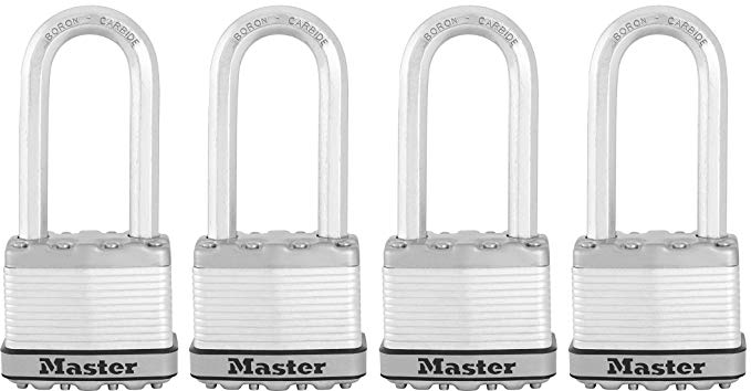 Master Lock Padlock, Magnum Laminated Steel Lock, 2 in. Wide, M5XQLJ (Pack of 4-Keyed Alike)