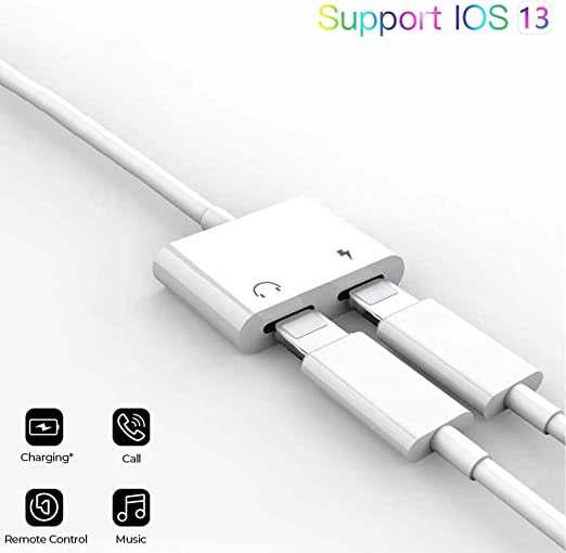 Headphones Adapter Audio Adapter Dongle Car Charger Earphones Aux Cord Headphone Jack Adapter Headphone Splitter Electrical Connectors for iPhone 11/8/8Plus/7/7Plus/X/XS/XR/10/MAX All iOS System