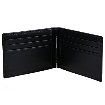Men's Slim RFID Blocking Leather Wallet with Money Clip - Minimalist Front Pocket Wallet - Credit Card Protector