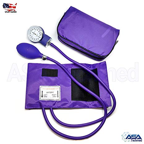Manual Blood Pressure Monitor BP Cuff Gauge Aneroid Sphygmomanometer Machine Kit (Purple)