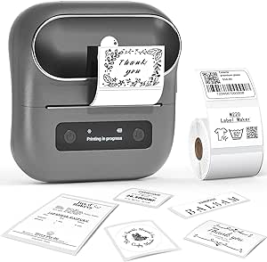 Phomemo M220 Label Maker, Bluetooth Barcode Label Printer, Thermal Sticker Maker Machine for Barcode, Address, Tag Labeling, Compatible with Phone & Laptop