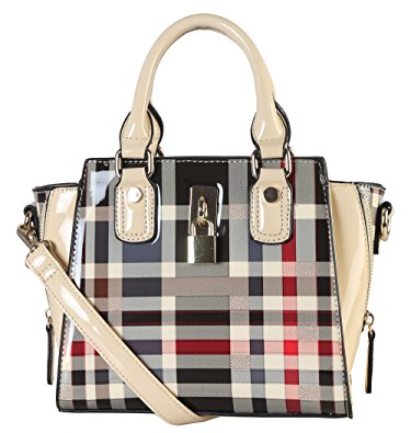 Diophy Plaid Structured Mini Crossbody with Front Lock GZ-3703 UPC