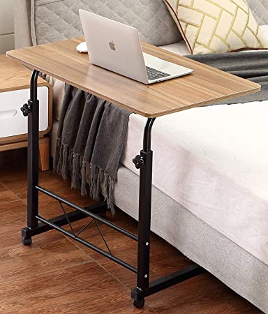 Akway Small Computer Desk 31.4 inches Height Adjustable Side Table Notebook Computer Stand Bed Table for Eating TV Tray, Teak CJ02-80-GXM-CA