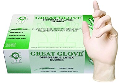 GREAT GLOVE 20015-L-BX Latex Industrial Grade Glove, 5 - 5.5 mil, Powder-Free, Textured, Natural Rubber Latex, Food Safe (FDA 21 CFR 170-199), Large, Natural