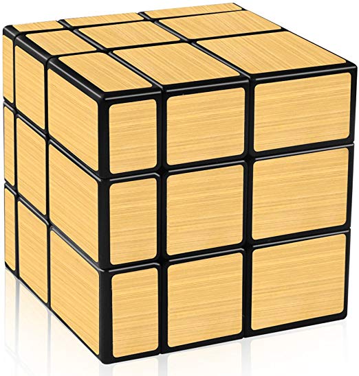 D-FantiX Shengshou Mirror Cube 3x3 Magic Cube Puzzles Golden Black