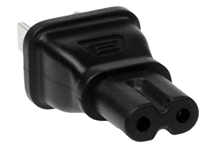 SF Cable, 2 prong plug adapter,USA IEC 60320-C7 receptacle to NEMA 1-15P