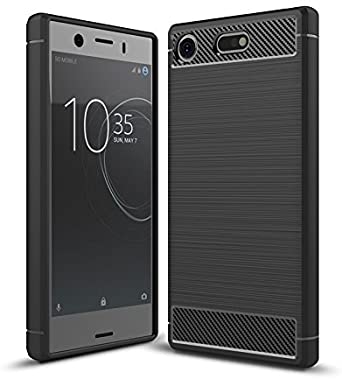 Sony Xperia XZ1 Compact Case, Cruzerlite Carbon Fiber Pattern Shock Absorption Slim case for Sony Xperia XZ1 Compact (2017) (Black)