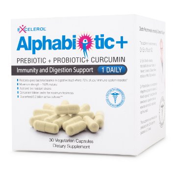 Alphabiotic POWERFUL PROBIOTICS WITH PREBIOTIC and CURCUMIN - 1 Doctor Recommended Probiotic Supplement Pills - Immunity and Digestions Support - 52 Billion Active Cultures 30 Capsules