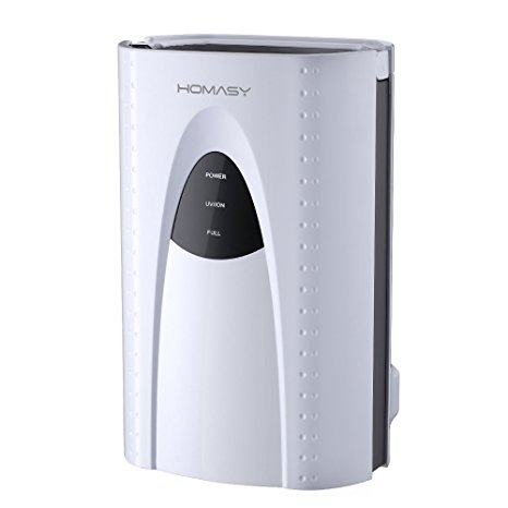 Homasy Portable Mini Thermo-Electric Peltier Compact Dehumidifier, UV Light, 2L Water Tank for Bathroom, Small Rooms (About 10 Square Meters)