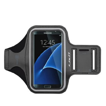 Galaxy S7 Edge Armband, J&D Sport Armband for Samsung Galaxy S7 Edge, Key holder, Great Earphone Connection while Workout Running (Black)
