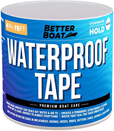 Better Boat White Waterproof Tape Thick Rubberized Premium Marine Grade for Outdoor Use Seal and Repair 15' Feet 4 Inches Wide