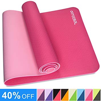 arteesol Yoga Mat, Non-Slip Exercise Mat Pollutant-Free TPE Fitness Mat with Carrying Strap for Yoga/Pilates/Exercises/Gymnastics-183 x 61 x 0.6 cm-8 Colors