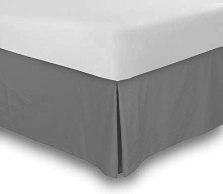 CC&DD HOME FASHION Hotel Quality-Pleating Bed Skirt,Velvety Brushed Microfiber (Gray, King)