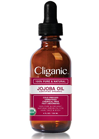 Cliganic USDA Organic Jojoba Oil for Hair & Face, 100% Pure (Large 4oz) - Natural Cold Pressed Jojoba Oil Essential Oil Carrier Unrefined - Certified Organic | Cliganic 90 Days Warranty