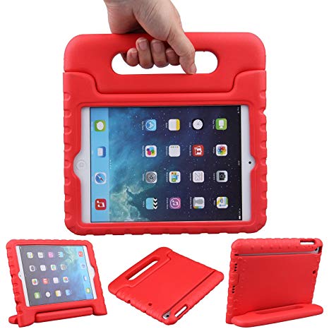 LEFON Kids iPad Mini Case ShockProof Convertible Handle Light Weight Super Protective Stand Cover Case For Apple iPad Mini 3rd Gen/Mini 2 / Mini 1 (Red)