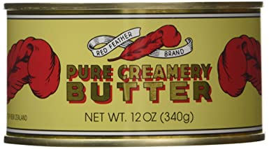 Red Feather Canned Butter A real butter from new zealand-100% pure Red Feather butter has no artificial colours or flavours and for your convenience, it is available in traditional durable cans-Single Can-12Oz.