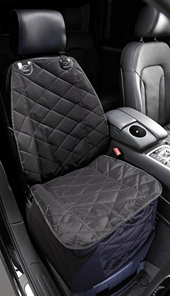 Allisandro & Pet Dog Car Front Seat Cover Nonslip Rubber Backing with Anchors Universal Design for All Cars, Trucks & SUVs Black