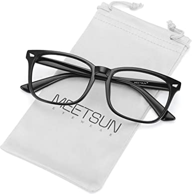 MEETSUN Blue Light Blocking Glasses, Anti Eye Strain Headache (Sleep Better),Computer Glasses UV400 Transparent Lens