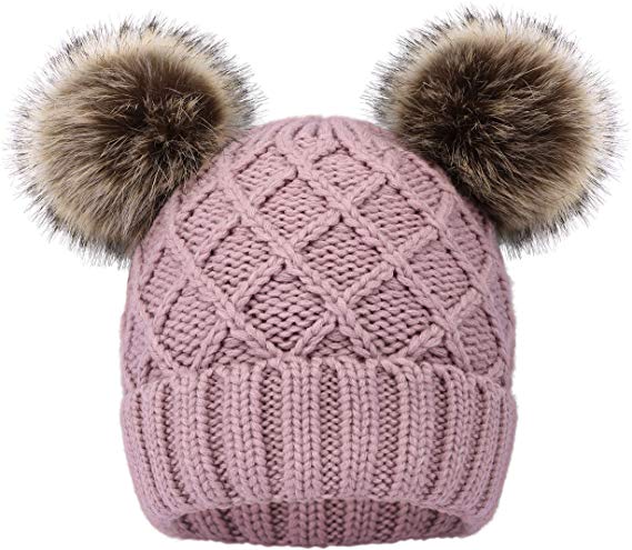 Arctic Paw Women Winter Cable Knit Fleece Lined Warm Pom Pom Beanie Hat