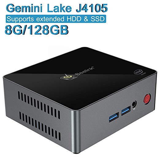 Mini PC, Beelink X45 Intel GEMINI LAKE J4105 Processor 8GB/128GB SSD Mini Computer, Supports 4K@60Hz/ 2.5'' HDD & SSD/Dual HDMI/Dual WiFi/Gigabit Ethernet, Mini Computer Support Auto Power On