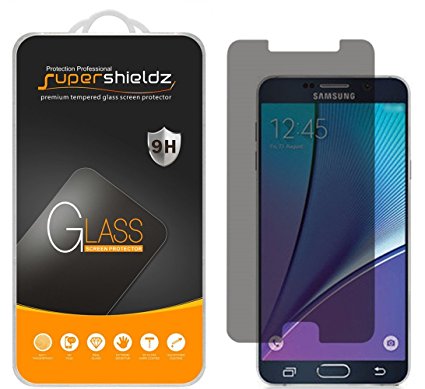 [2-Pack] Supershieldz for Samsung Galaxy Note 5 Privacy (Anti-Spy) Tempered Glass Screen Protector, Anti-Scratch, Anti-Fingerprint, Bubble Free - Lifetime Replacement Warranty